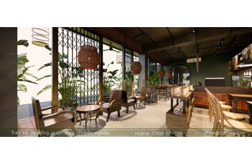 Bashin Coffee Bình Dương - mẫu thiết kế quán cafe indochine 300m2