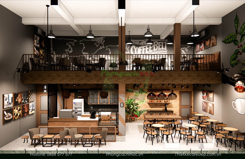 Thiết kế quán cafe Nguyên Bảo - Phong cách Vintage với không gian mở