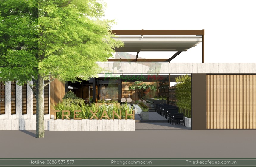 Thiết kế quán cafe Tre Xanh với diện tích 300m2