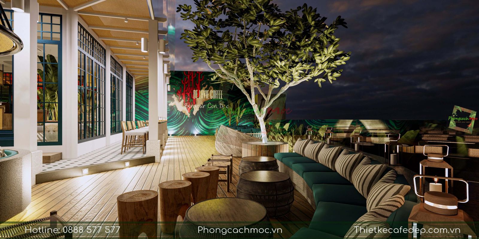 thiết kế không gian ngoài trời quán cafe de lavie coffee lounge tại côn đảo
