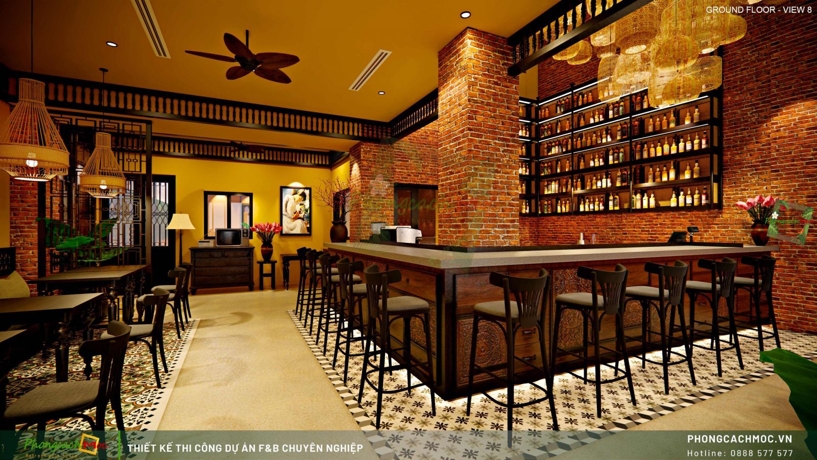 Thiết kế không gian tầng 1 Moca coffee & restaurant