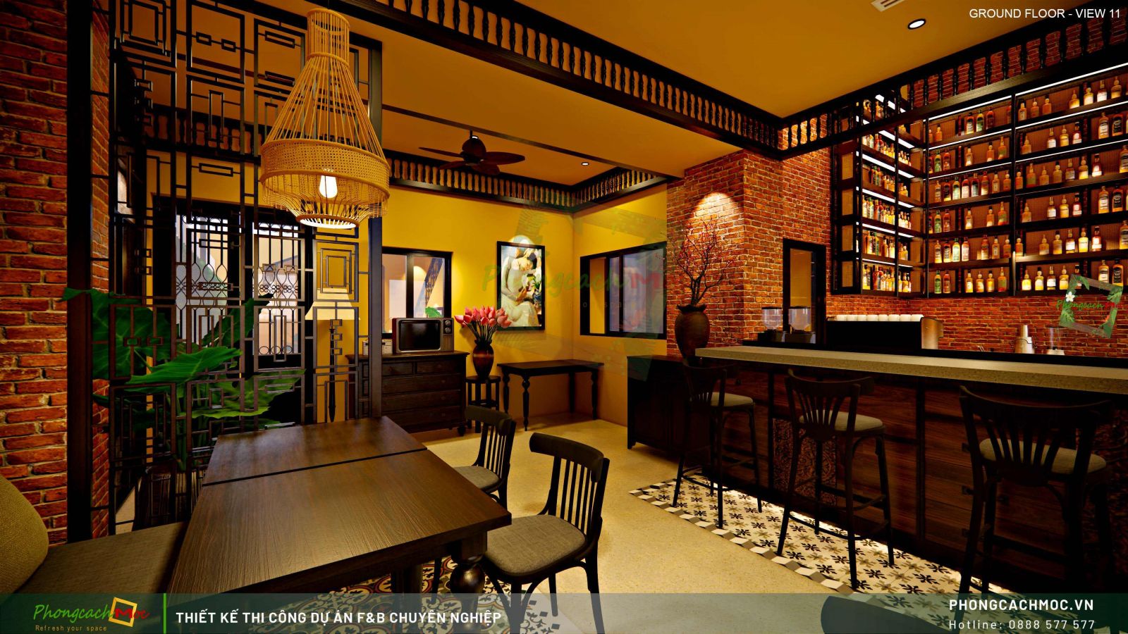 Thiết kế không gian tầng 1 Moca coffee & restaurant