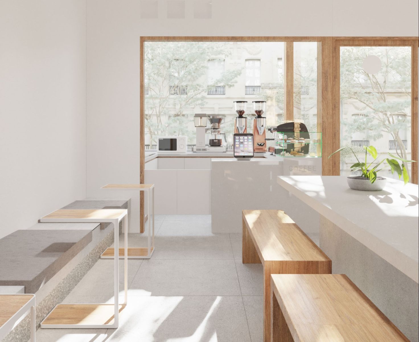 Mẫu quán cà phê với phong cách thiết kế Minimalism 