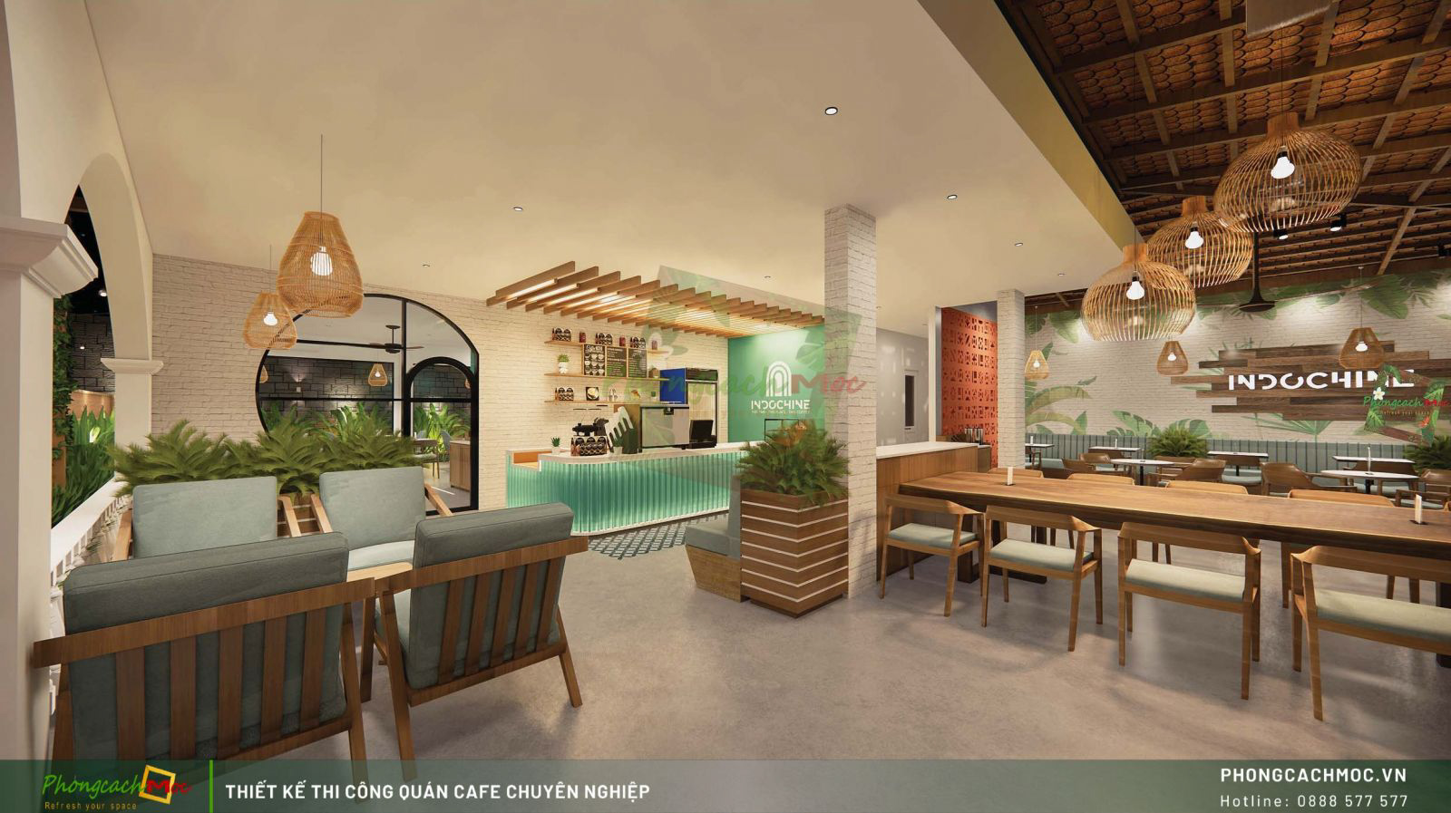 Mẫu thiết kế quán cafe phong cách Đông Dương (Indochine)