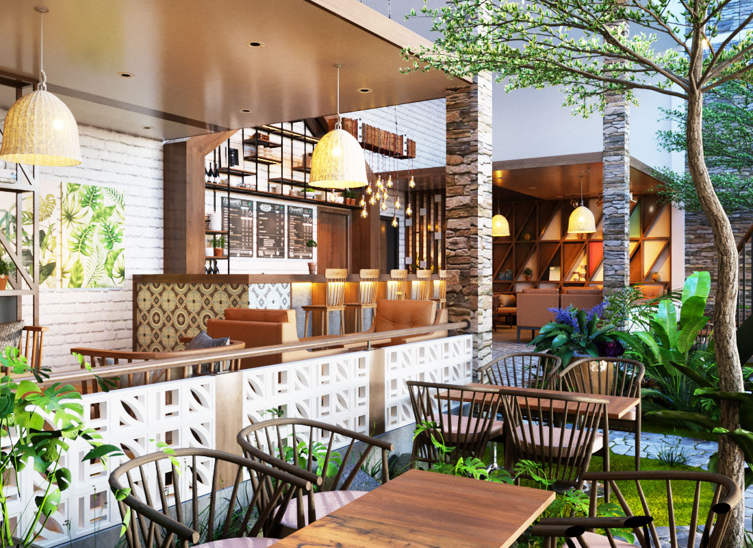 Thiết Kế Quán Cafe Sân Vườn - Không gian xanh đẹp | thiết kế quán trà sữa ngoài trời