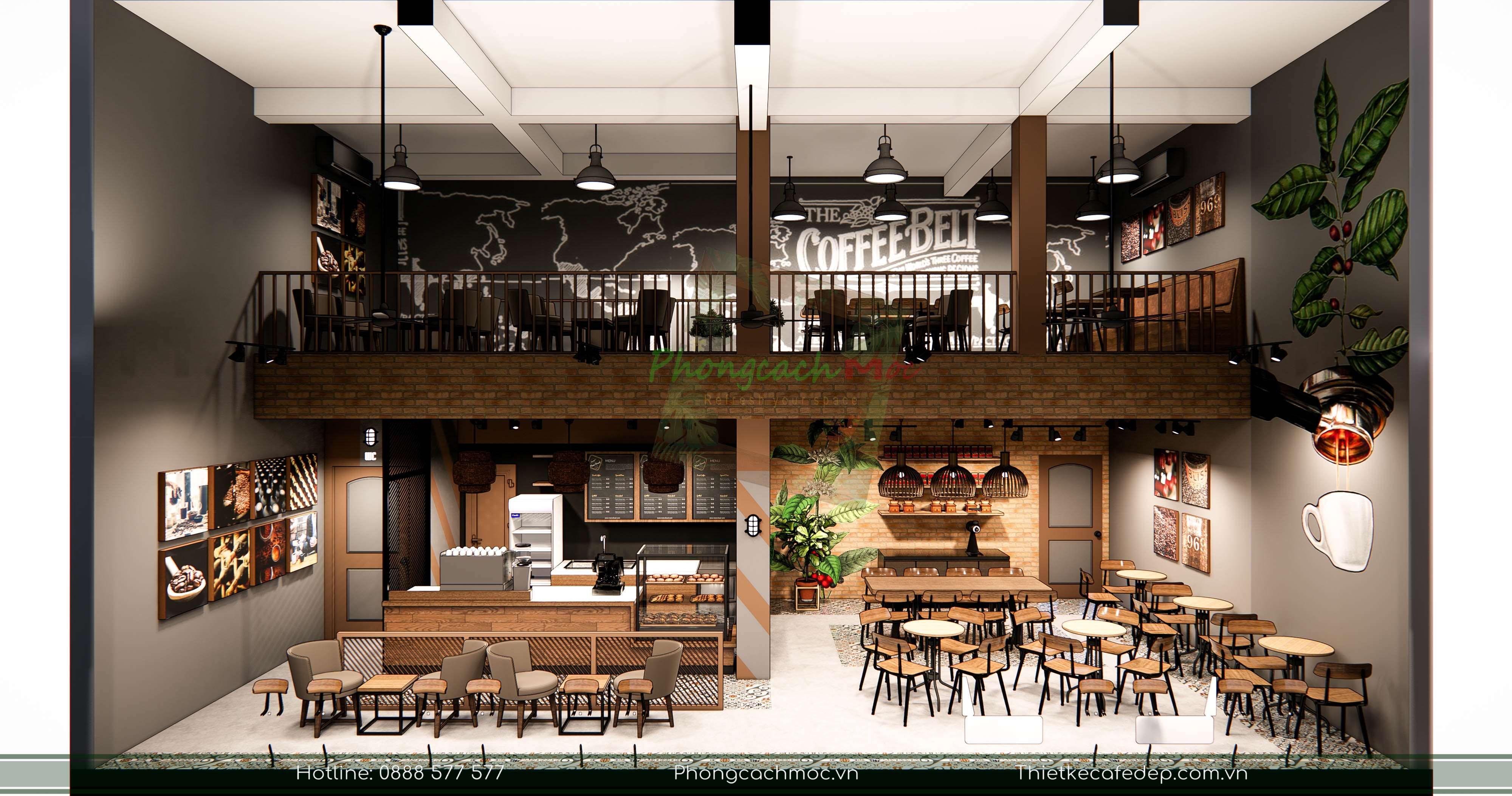 Thiết kế quán cafe Nguyên Bảo - Phong cách Vintage với không gian mở