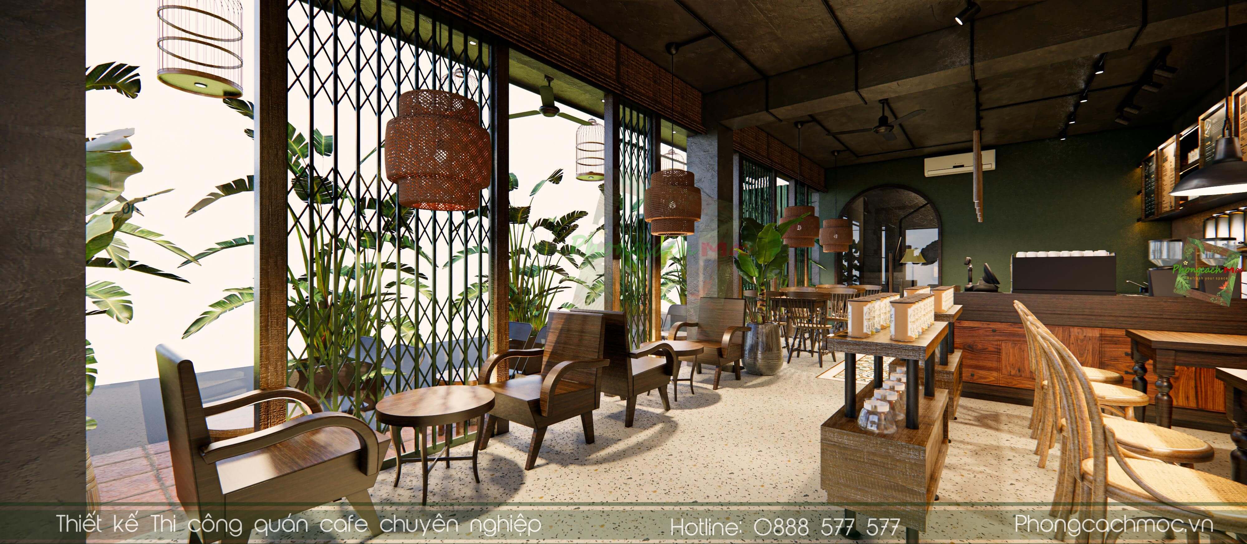 Bashin Coffee Bình Dương - mẫu thiết kế quán cafe indochine 300m2