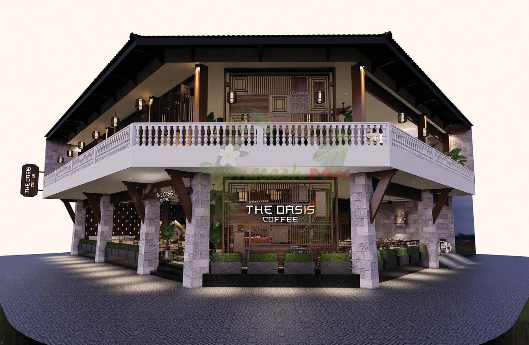 The Oasis Coffee Thuận An - Thiết kế quán cafe Đông Dương cổ điển và sang trọng